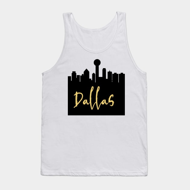 DALLAS TEXAS DESIGNER SILHOUETTE SKYLINE ART Tank Top by deificusArt